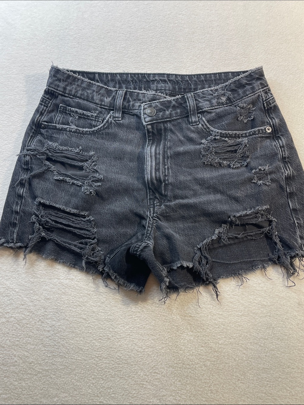 American Eagle Outfitters Black Distressed Denim Cutoff Shorts WOMENS SIZE 6